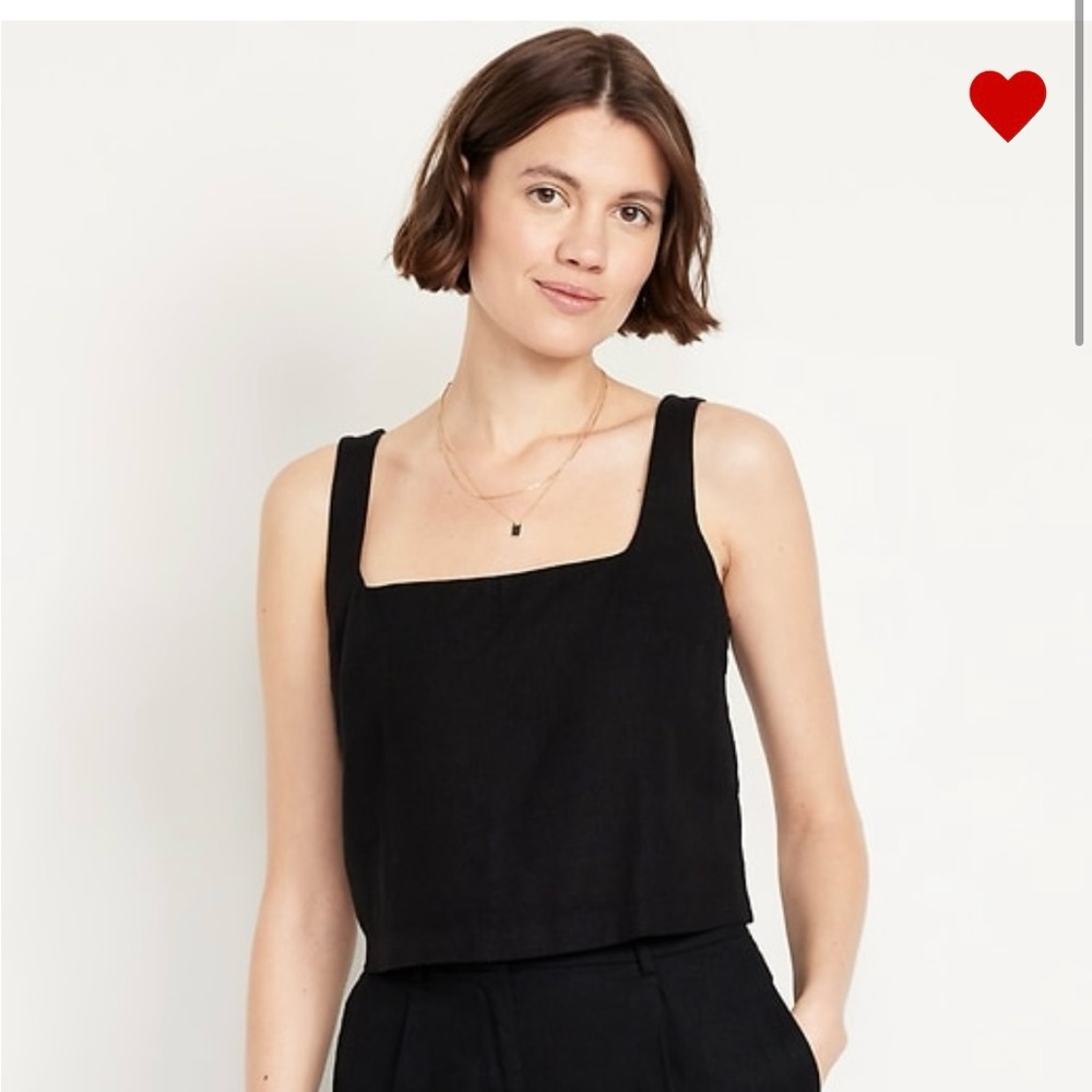 Linen square neck Sleeveless Women's Top